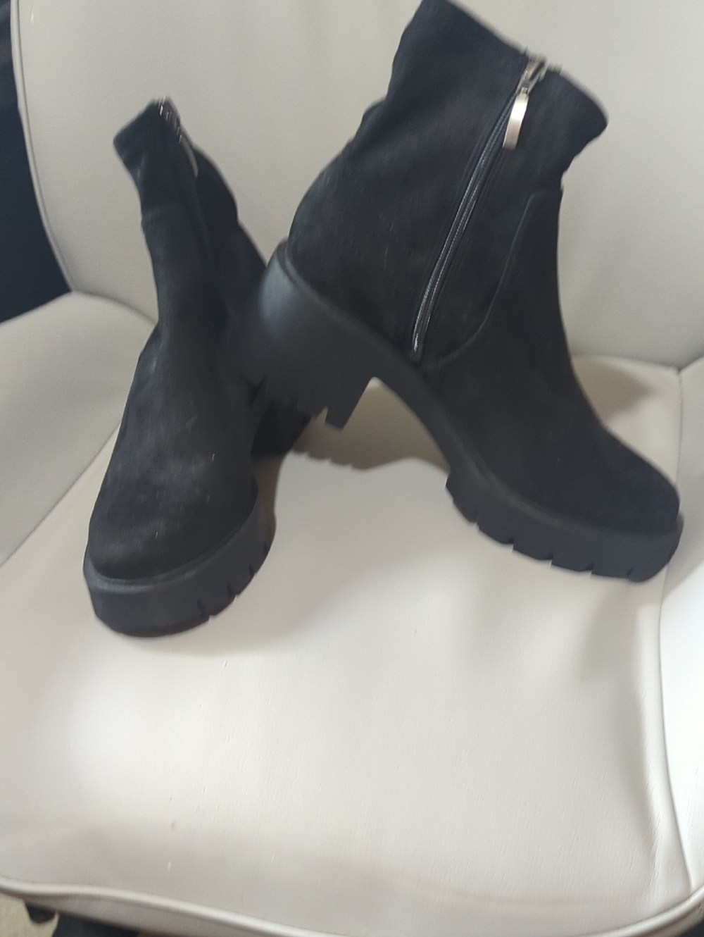 Limelight Black Chunky Platform Ankle Boots with Side Zipper